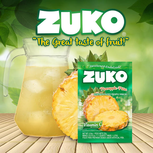 48 Packets Zuko Pineapple Powdered Drink Mix, No Added Sugar Needed, Ct Individual