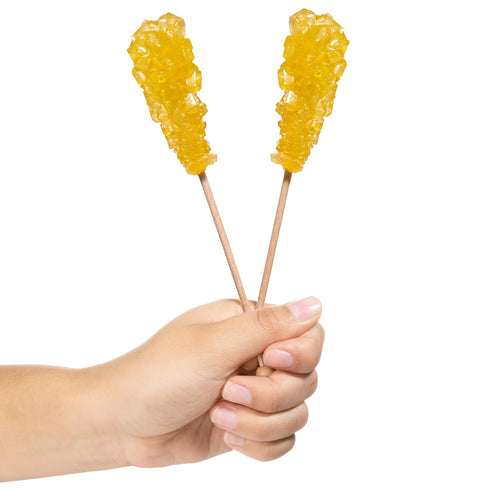 18 Candy Envy - Yellow Caf Sugar Sticks Mini Rock Candy - Individually Wrapped Yellow Treats - Lemon Flavored