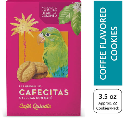 Cafe Quindio Coffee Cookies Cafecitas - 3.5 oz (100g) Box - Approximately 22 Cookies