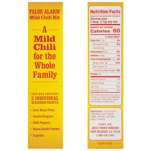 Packs 2.8oz (Pack 1) Wick Fowler's False Alarm Mild Chili Kit, Texas Style Chili Seasoning Mix with Individual