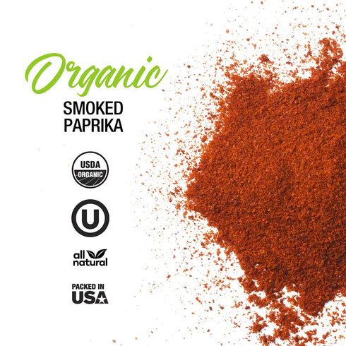 The Spice Lab Organic Smoked Paprika - Vegan Gourmet Spanish Paprika Powder in 1.9 oz French Jar, USDA Organic, Vegan,