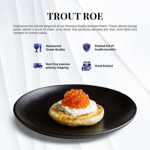 125g OM Caviar Trout Roe Premium Orange Pearls for Gourmet Dining - Crisp Ocean-Fresh Flavor & Elegant Culinary