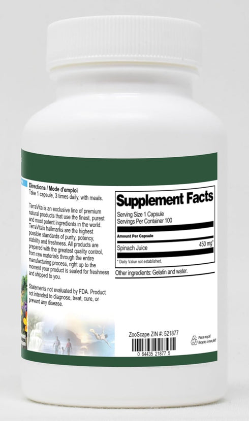 Terravita 450 (100 521877) Spinach Juice - mg Capsules, ZIN: