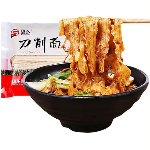 QIXINLIZYY Knife Sliced Noodles Wavy Knife Cut Noodles, Chinese Flat Dry Wide Noodles,