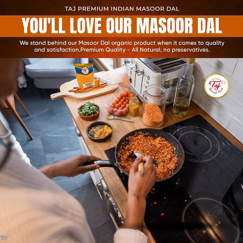 TAJ Gourmet Foods (2-Pounds) TAJ Premium Indian Masoor Dal, Red Lentils