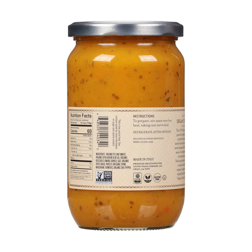 Lucini Organic Golden Tomato Sauce, Classic Italian Sauce in Glass Jar, 24 oz, No Sugar Added