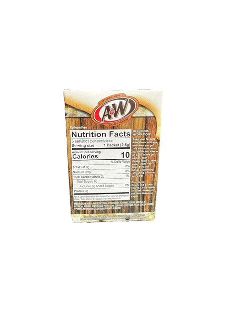 A&W Root Beer Pack 6 Sugar Free Singles To go Drink Mix