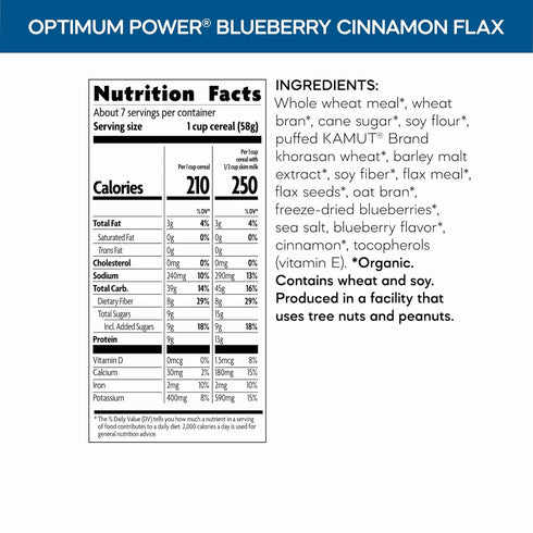 14 oz (Pack 6), Nature's Path Organic Optimum Power Blueberry Cinnamon Flax Cereal, of Non-GMO