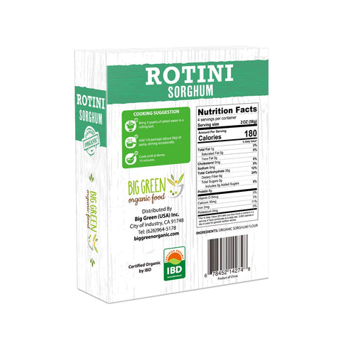 Big Green Organic Food 8.8oz, (6) Organic Sorghum Rotini, New Concept Pasta