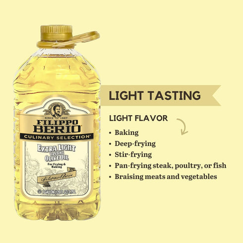 1 Filippo Berio EXTRA LIGHT Olive Oil, Gallon For Baking and Frying