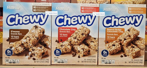Generic Millville Chewy S'Mores, Chocolate Chip, Peanut Butter Chocolate Chip Granola Bars 8.4oz