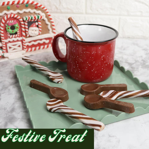 Pack 5 Needzo Ultimate Stirring Spoon Assortment, Chocolate and Caramel Edible Spoons for Hot Cocoa and Gourmet Gift