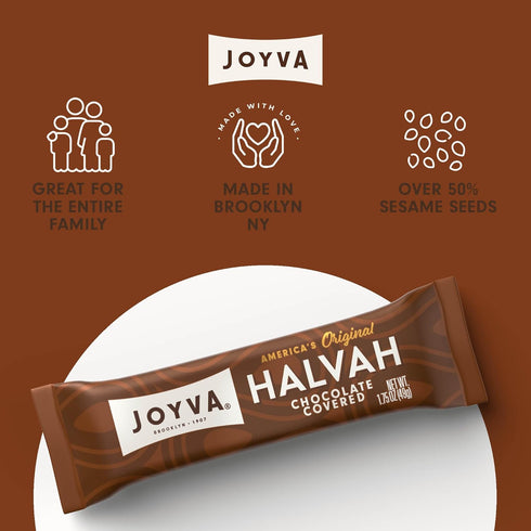 1.75oz Pack 36 Joyva Halvah Chocolate Covered, of | A Delicious Sesame Treat | Dairy Free, Gluten-Free & Kosher Parve |