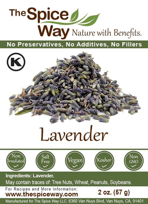 The Spice Way Lavender Flowers - 2 oz Dried Culinary Lavender Buds for Tea and Cooking