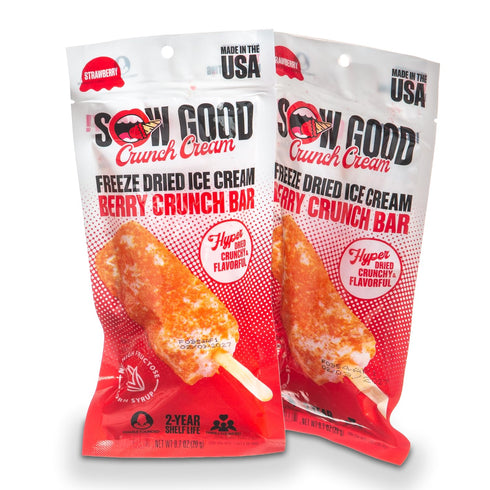 2 Pack. Sow Good Freeze Dried Ice Cream Candy Berry Crunch Ice Cream Bar Perfect for Snacking, Parties & Astronauts