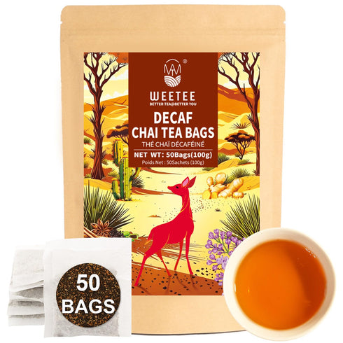 WT WEETEE Decaf Chai Tea Bags 50 Count, Blend CO2 Decaffeinated Black