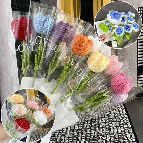 Hcclijo Hand-Woven Bouquet of Sunflowers and Roses