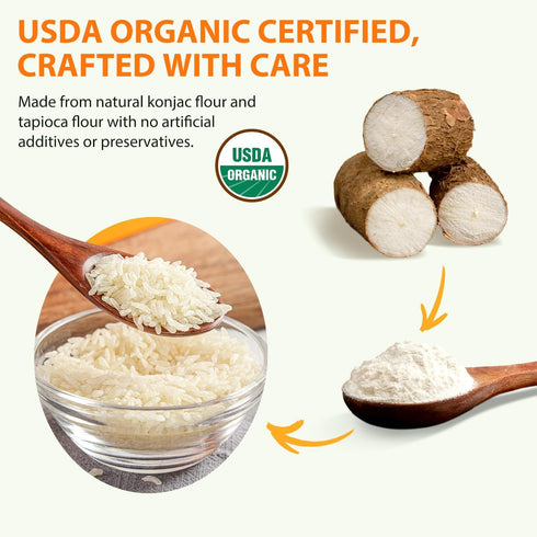 8.8oz (250g), Soeos Organic Konjac Rice, Dried Shirataki Rice, Gluten Free, Plant-Based, Low Carbs, Quick-Cooking Rice