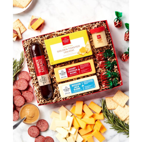11.25 Oz Hickory Farms Classic Farmhouse Selection Sausage & Cheese Gift Box Charcuterie Gourmet Food Basket