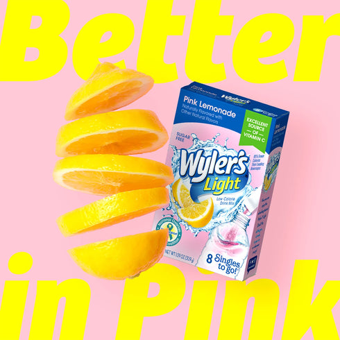 Packets, 96 (Pack 12) Wyler's Light Singles To Go Powder Water Drink Mix, Pink Lemonade, Single Servings