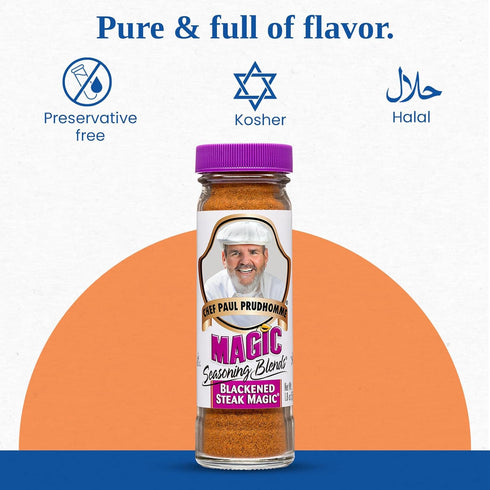 1.8 oz (Pack 1) Chef Paul Magic Seasoning Blends Blackened Steak Magic | Bold Flavor for Steak & Beef | Gluten-Free