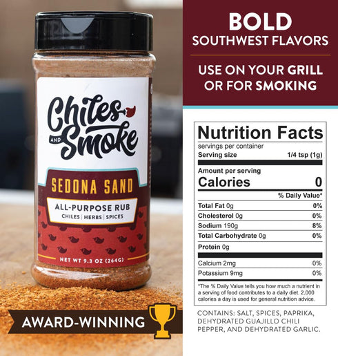 Sedona Sand All-Purpose Rub for Grilling or Smoking BBQ | 9.3 oz Shaker Bottle