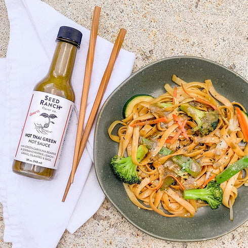 Seed Ranch Hot Thai Sauce, 5 Fl Oz - Spicy Heat - Green Carolina Reaper Pepper, Organic Gourmet Hot Sauce - Vegan, Non-GMO, Gluten-Free - Proteins, Rice Bowls, Noodles & Breakfast