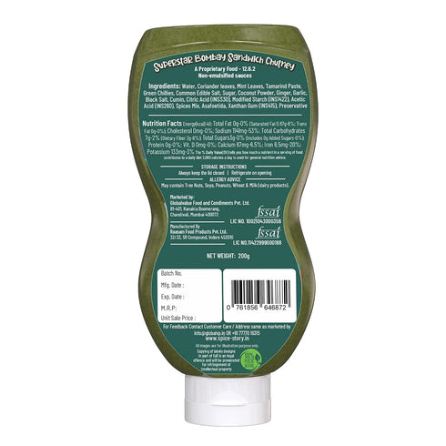 200g Spice Story Bombay Sandwich Chutney, Indian Street Style Sandwich Chutney Made with Fresh Coriander and Green