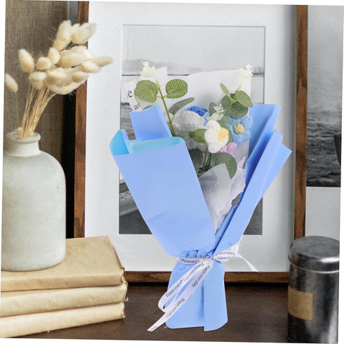 GARVALON Crochet Flower Bouquet Adorable Handmade Floral Arrangement Gradient Yarn for Home Office Event Decoration