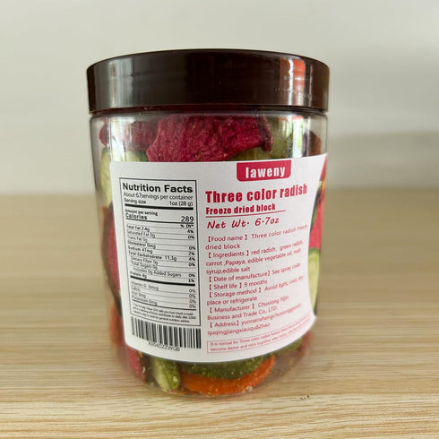 laweny 6.70oz snacks190g Dry radish slices freeze-dried three-color radish slices fruit and vegetable crisp slices