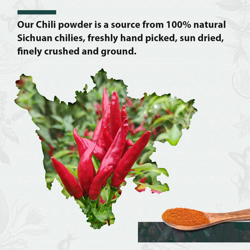 Soeos Premium Sichuan Chili Powder 8oz (226g) - All Natural, Savory Spicy Red Chili Powder from Dried Chillies