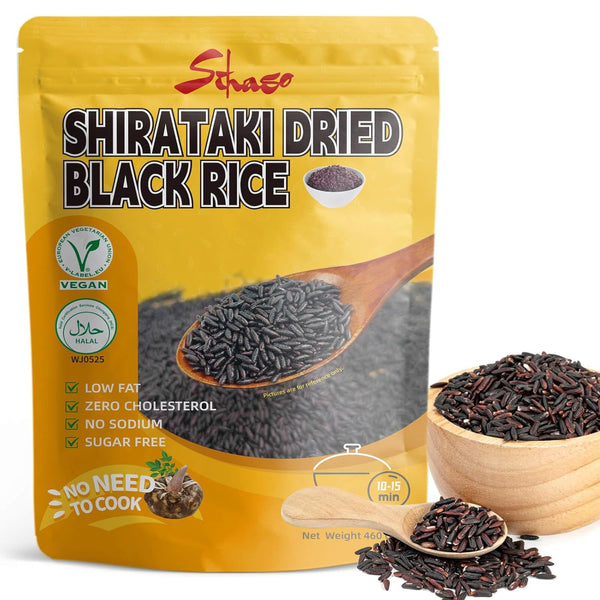 Shirataki Konjac Dried Black Rice - 16.2oz No-Cook Instant Black Rice, Keto
