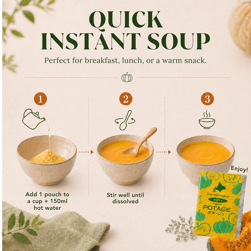 Aki Foods Japan (3 (Pack 3, Hokkaido Pumpkin Potage Soup Mix Servings) Japan Specialty, Creamy Instant Kabocha Soup |