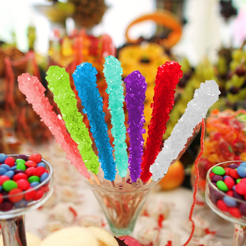Extra Large Rock Candy Sticks - 6 Purple Grape Rock Candy Sticks, Individually Wrapped for Party Favors & Candy Buffet
