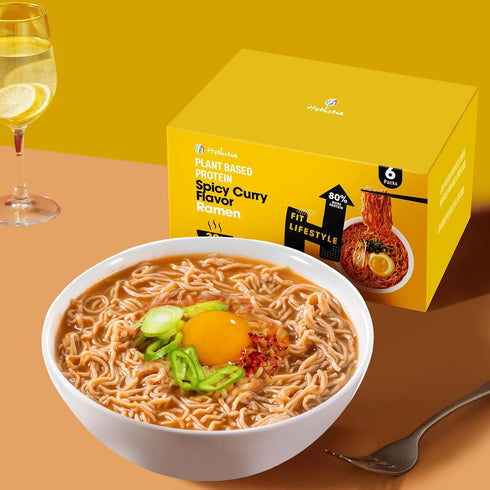 10-Pack Hethstia Protein Ramen Spicy Curry and Konjac Jelly Peach Flavor Drinkable Snack, Squeeze Pouches