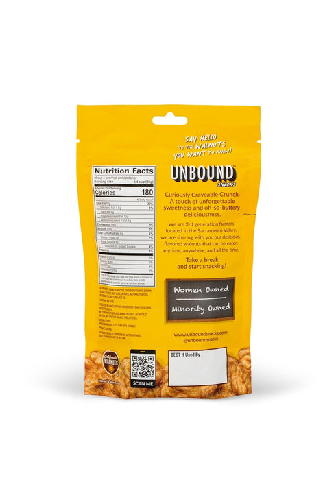 4 oz (Pack 4) 4g 3g 3, Unbound Snacks Flavored Nuts - Butter Toffee Walnuts, of - Healthy Snacks, Protein, Sugar, High