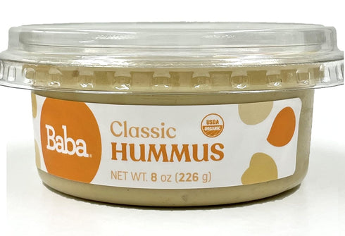 Hummus (8 oz, 6 Pack) 6 Baba Small Batch Organic - Zero Preservatives, USDA Organic, Gluten Free, Vegan, Non-GMO