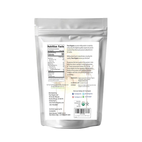 1 Lb True Organic Coconut Milk Powder, | USDA & Kosher | Plant-Based Creamer for Coffee, Tea & Smoothies | Non-GMO