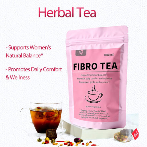 10 Hiberbs Fibro Tea, Teabags, Herbal Tea for Women Daily Wellness, Organic Herbal Blend with Brown Sugar & Flos