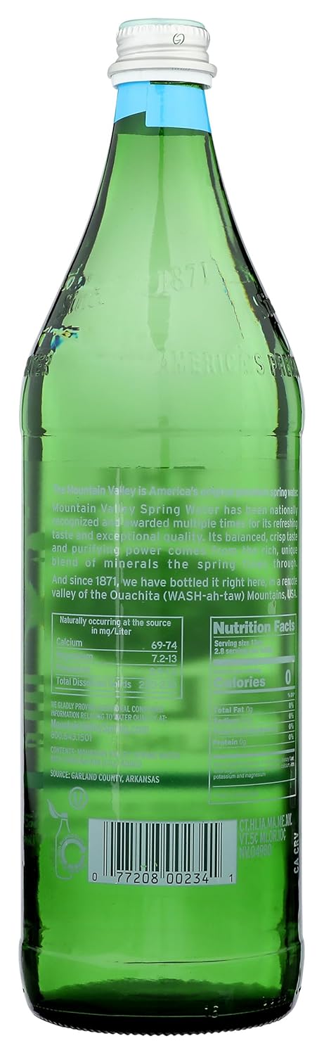The Mountain Valley 33.8 Oz Mountain Valley Water, Water Sparkling Glass, Fl