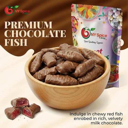 3 NY Spice Shop Chocolate Covered Fish Candy - Pound Milk Chocolate Fish Shaped Candies Treat - Fun Novelty Candies