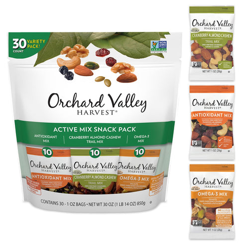 Orchard Valley Harvest Active Snack Pack Mix, 1oz Bags (Variety Pack of