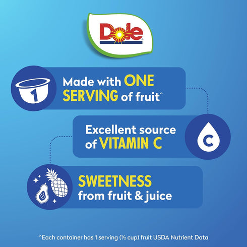100% Pack 4 oz 12 Pack Dole Pineapple Tidbits and Tropical Fruit in Juice Variety - Dole Fruit Bowls Snacks - Bowls