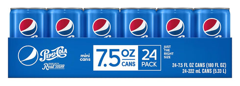 Pepsi 7.5 Oz 24 Pack Made with Real Sugar, Fl Mini Cans