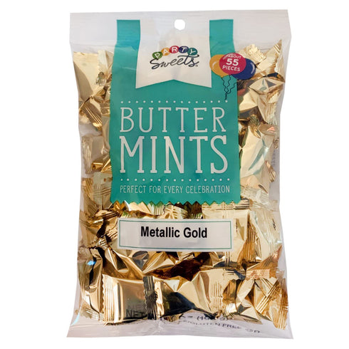 Hospitality Mints 7-Ounce (Pack 6) Party Sweets By Metallic Gold Buttermints, Bags