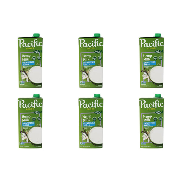 Pacific Foods Unsweetened Vanilla Hemp Milk, Plant Based Milk, 32 oz Carton