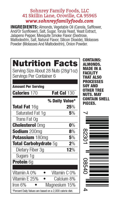 (6oz) Sohnrey Family Foods Smokey Jalapeno Almonds