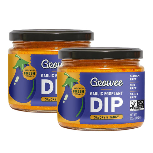 Growee Vegan Garlic Eggplant Dip (2 Pack) | Nut-Free, Gluten-Free & Dairy-Free
