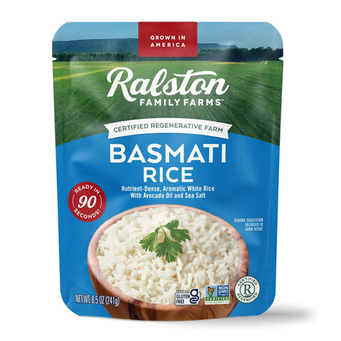 90-Second 8.5 oz (6-Pack) Ralston Family Farms Basmati Ready-to-Eat Rice, Microwave Meal, Clean Ingredients, USA Grown