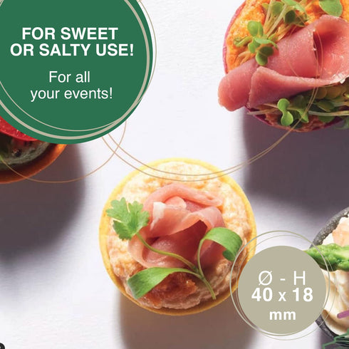 60 CROC'IN - Sweet Premium Mini Tart Shells - Edible Pastry Pans For Dessert - Artisanal Confection - Pieces